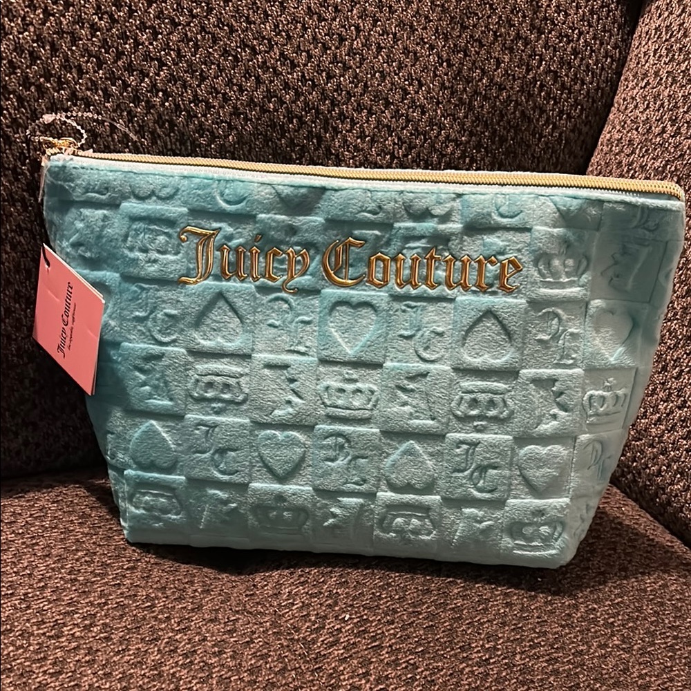 Juicy Couture Blue Embossed Women's Cosmetic Bag *NEW*